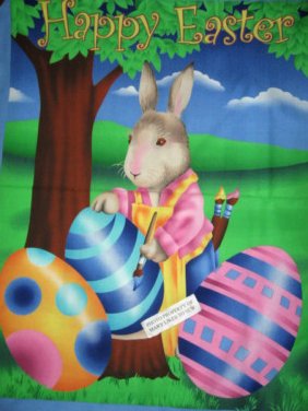Easter Bunny painting Eggs Fabric Wall door panel to Sew