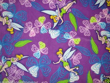 Image 0 of Tinkerbell Fairy purple toddler blanket  handmade with rare licensed fleece 