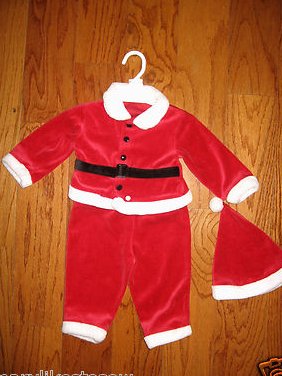 Santa Claus  Christmas Size 12 mo 3 pc  hat jacket pants /