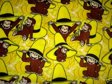 Curious George cowboy Licensed handmade fleece baby toddler blanket  29X46 