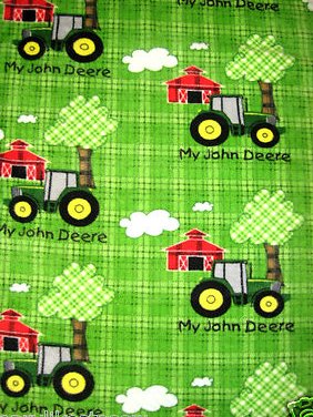 John Deere Tractors green baby blanket handmade with Licensed fleece 