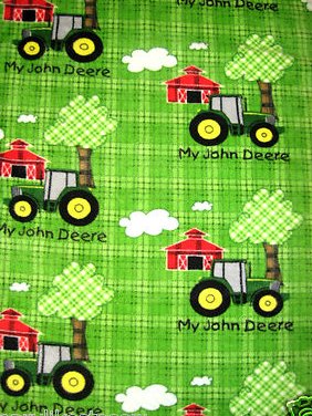 Image 0 of John Deere Tractors green baby blanket handmade with Licensed fleece 