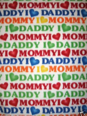 I Love Mom and Dad handmade primary colors fleece Baby blanket or for toddler