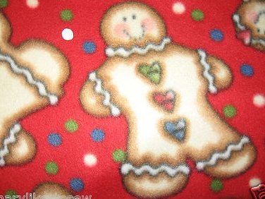 Image 0 of Gingerbread man Fleece baby blanket handmade 30