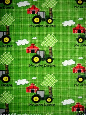 Image 0 of John Deere tractor green Licensed handmade fleece baby blanket 