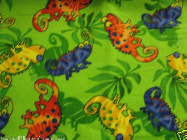 Image 0 of Lizard Reptile handmade Flannel Baby Receiving Blanket or for toddler daycare 