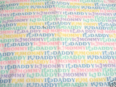 I love Daddy Mommy Handmade 36X41 Baby receiving or Toddler Nap Flannel Blanket