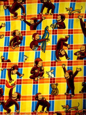 Curious George tablerunner or scarf  8 inches by 60 inches partygame winner gift