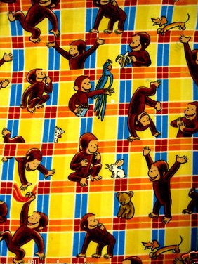 Image 0 of Curious George plaid Licensed handmade fleece baby blanket  26