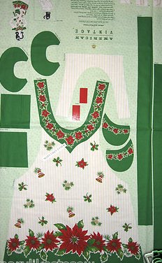 Pointsettia Adult Christmas aprons One Cotton Fabric Apron Panel to sew