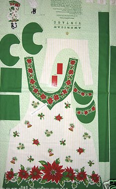 Image 0 of Pointsettia Adult Christmas aprons One Cotton Fabric Apron Panel to sew