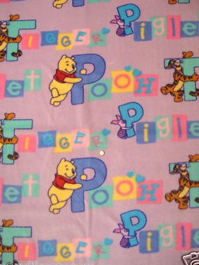 Image 0 of Child lilac fleece blanket Winnie the Pooh Tigger Piglet  