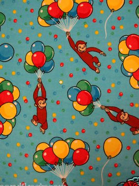 Image 0 of Curious George balloons Licensed handmade fleece toddler blanket 29