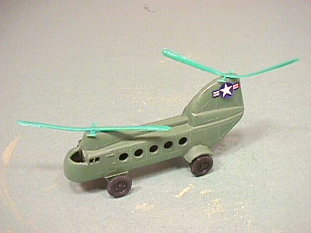 Thumbnail of Small Green Plastic Twin Rotor Army Helicopter