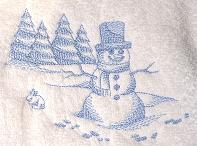 Thumbnail of Snowman Toile Towel Winter Scene