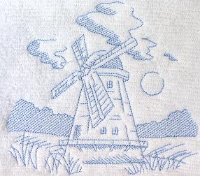 Thumbnail of Windmill Toile Towel Classic blue toile French country Decor
