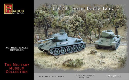 Thumbnail of Pegasus 1/72nd Scale WWII Russian T-34 / 85 Tank Model Kit