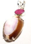 Ruby Pendant Sea Shell Sterling Silver Gem from classiquetreasures.org