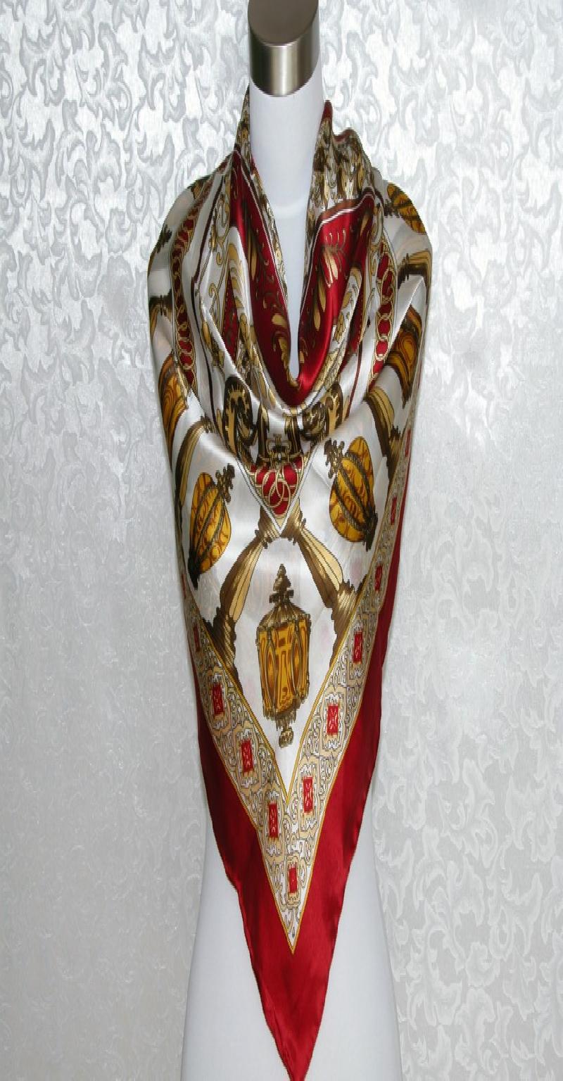 100% Silk Satin Scarf Hand Rolled Greek Amphora from classiquetreasures.org