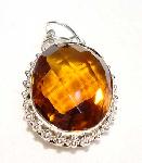 Diamond Cut Mandarin Quartz Sterling Silver Pendant :  gemstone jewelry jewellery trendy