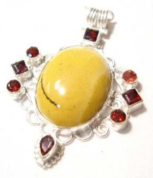 Garnet Yellow Jasper Sterling Silver Pendent :  sterling silver yellow jasper classic treasures pendant