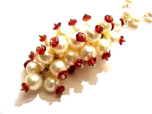 Garnet and Pearl Designer Necklace Sterling Silver :  necklace classictreasures classic treasures sterling