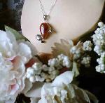Carnelian Agate Pendant BIWA Pearl Garnet Silver jewelry