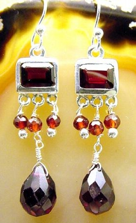 Earrings - Earrings - Garnet gemstone earrings sterling silver jewelry :  jewelry silver earrings jewellery