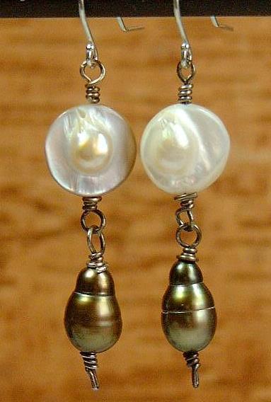 Blister Mabe pearl earrings sterling silver dangle :  pearl classic treasures mabe earrings