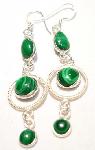 Earrings - Gemstone Earrings - Green Malachite Earrings Gemstone Sterling Silver :  gemstone sterling silver classic gem