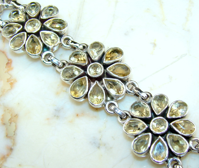 Citrine bracelet 105 CT TW flower 7 5/8'' real gems :  gemstone silver sterlingsilver new arrivals