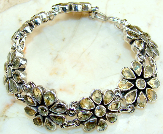 Citrine bracelet 105 CT real gemstone jewelry silver