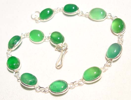 Bracelet - Gemstone Bracelet - Gren onyx bracelet gemstones sterling silver :  gemstones gemstone bracelet sterling