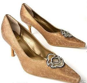 Victoria Wieck Ladies 10 Wide Gold Pumps New in Box from classiquetreasures.org