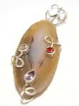 Brazilian agate garnet citrine amethyst gemstone pendant sterling silver : brazilian agate gemstone jewelry jewellery classictreasures