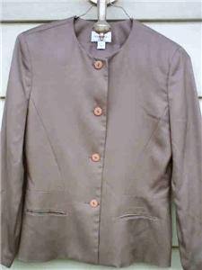 HENRI BENDEL SIZE 8 100% SILK BLAZER JACKET NWOT :  jacket classictreasures classic treasues dark taupe