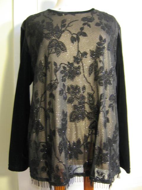Apparel Misses - Blouse Shirt Top Misses - Notations black blouse top shirt evening XL new