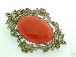 Carnelian Agate Silver vintage Estate Pin Brooch : classictreasures gemstones rare jewelry natural