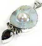 MABE BLISTER PEARL SMOKY TOPAZ Silver Pendant from classiquetreasures.org