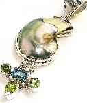Shell Topaz Pendant Peridot Sterling Silver :  gemstone jewellery ocean shell classic treasures
