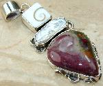 IMPERIAL JASPER SHIVA SHELL MOP SILVER PENDANT 2 5/8'' :  sterling silver silver 925 classic jasper