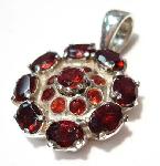 Garnet flower pendant sterling silver :  gemstones pemdant jewellery sterling