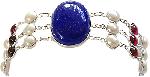 Lapis Lazuli Bracelet Pearl Garnet Sterling Silver :  gemstone classic treasures pearl bracelet silver