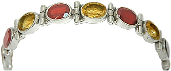 Citrine Garnet Bracelet Gemstones .925 Sterling silver :  gemstone citrine garnet bracelet