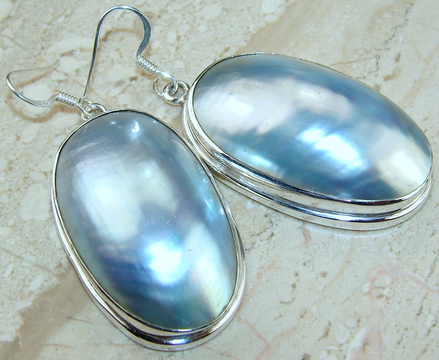 PEARL SHELL STERLING SILVER MABE EARRINGS :  pearl natural classic treasures shell