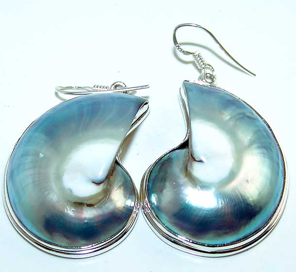 Silver Blue Shell Sterling Silver Earrings Pierced :  pearl ocean shell classic treasures shell