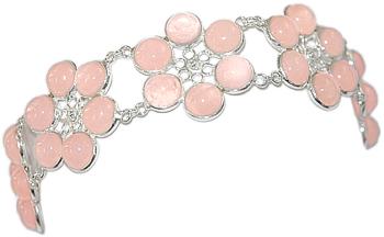 Rose Quartz Bracelet Sterling Silver 8.5'' :  gemstones pink quartz classy classic treasures