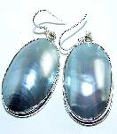 Shell Pearl Huge Mabe Earrings Blue Silver :  pearl mabe shell earrings