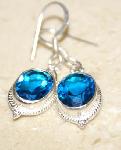 Aquamarine Earrings Gemstones Sterling Silver 1 5/8''