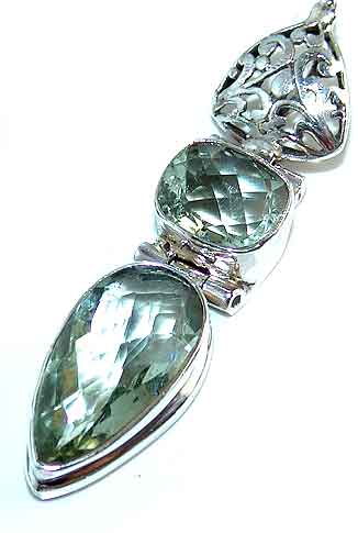 Pendant - Gemstone Pendant - Green Amethyst Sterling Sterling Silver Pendant from classiquetreasures.org